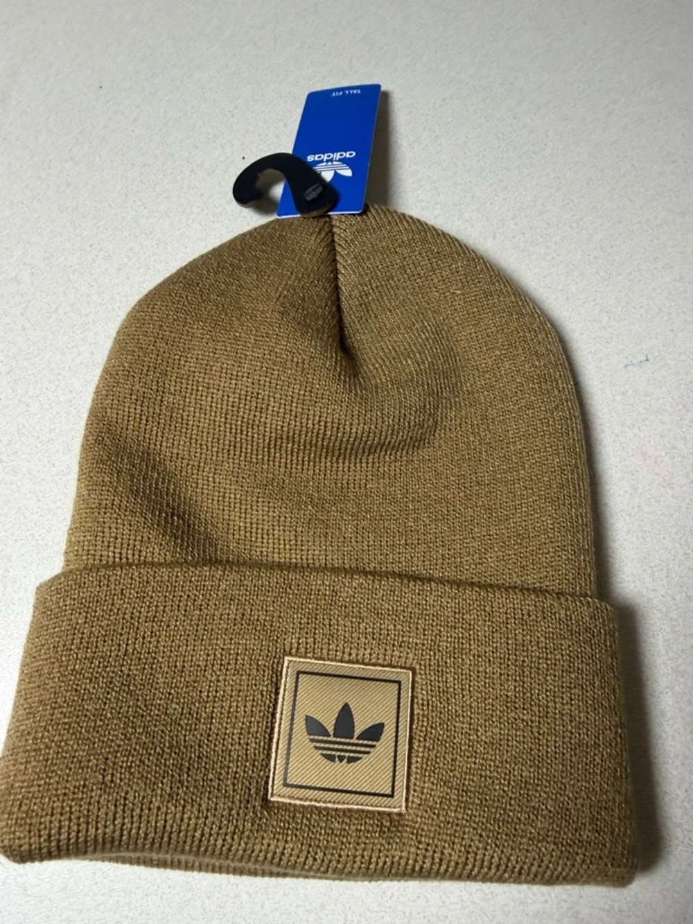 adidas Trefoil Cuffed Beanie Hat in Brown